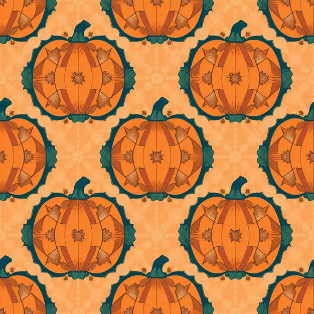 A seamless pattern of pumpkins halloween inspired