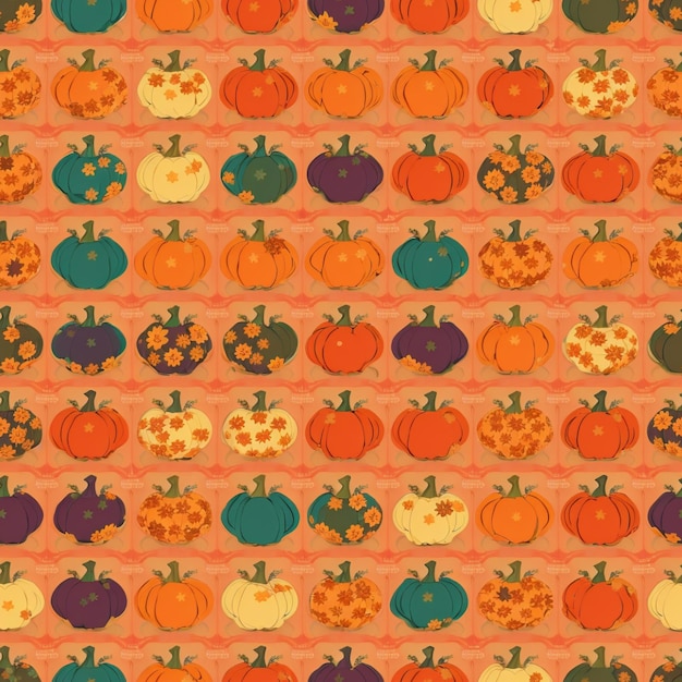 A seamless pattern of pumpkins halloween inspired