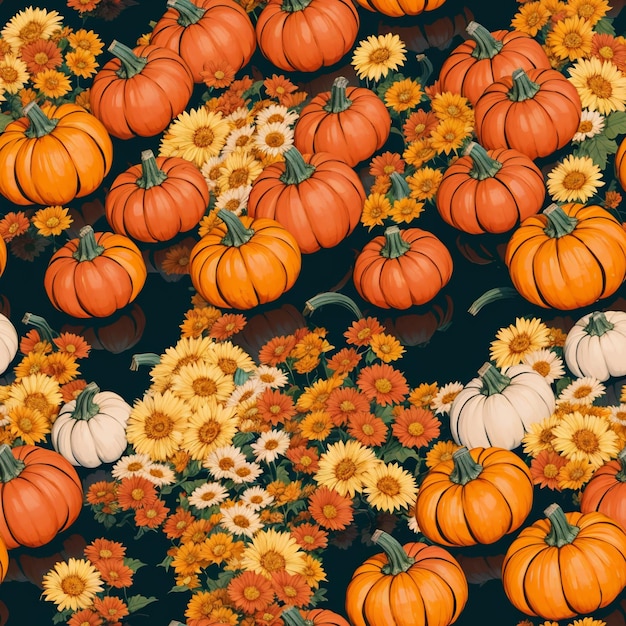 A seamless pattern of pumpkins halloween inspired