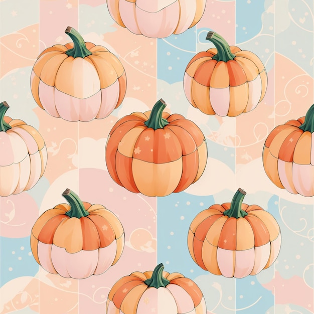 A seamless pattern of pumpkins halloween inspired