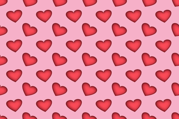 Photo seamless pattern - red hearts on a pink background.
