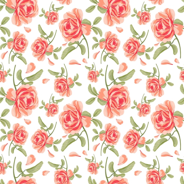 Photo seamless pattern of red rose flowers for linen kitchen textile fabric wallpaper and wrapping design