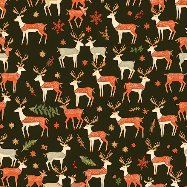 a seamless pattern of reindeers