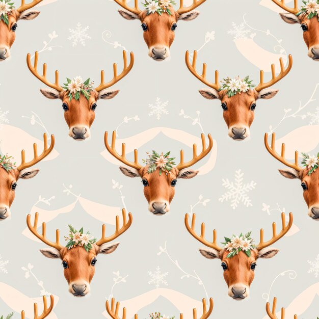 a seamless pattern of reindeers