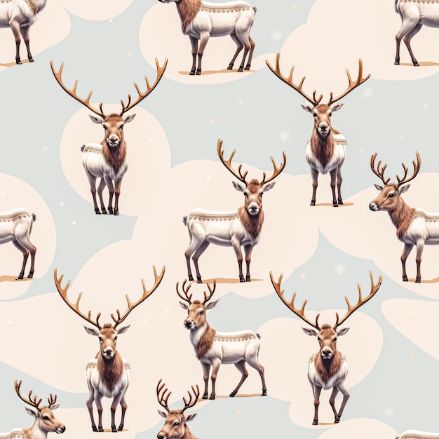 a seamless pattern of reindeers