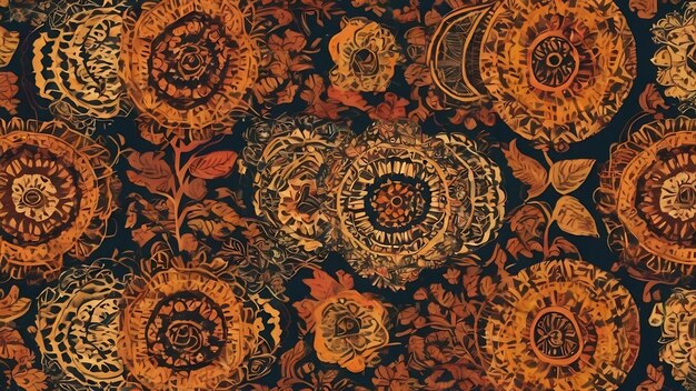 Seamless pattern retro vintage style 90 boho batik pattern tribal ethnic seamless