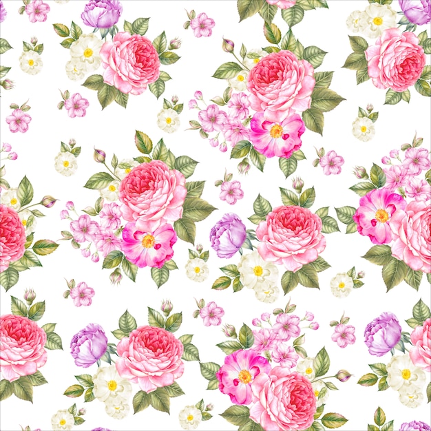 Seamless pattern of roses