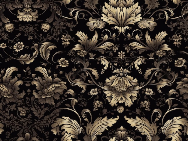 Seamless pattern Royal vintage Victorian Gothic background Rococo venzel and whorl created with Generative AI technology
