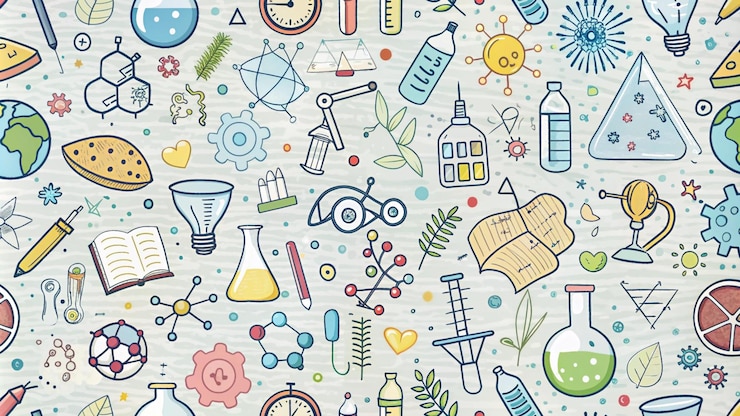 Фотография беспрепятственный образец научных икон doodle