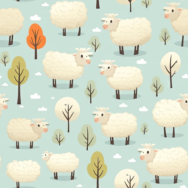 Photo seamless pattern of sheep