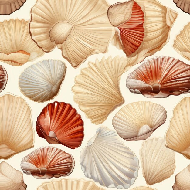 Photo seamless pattern of shells