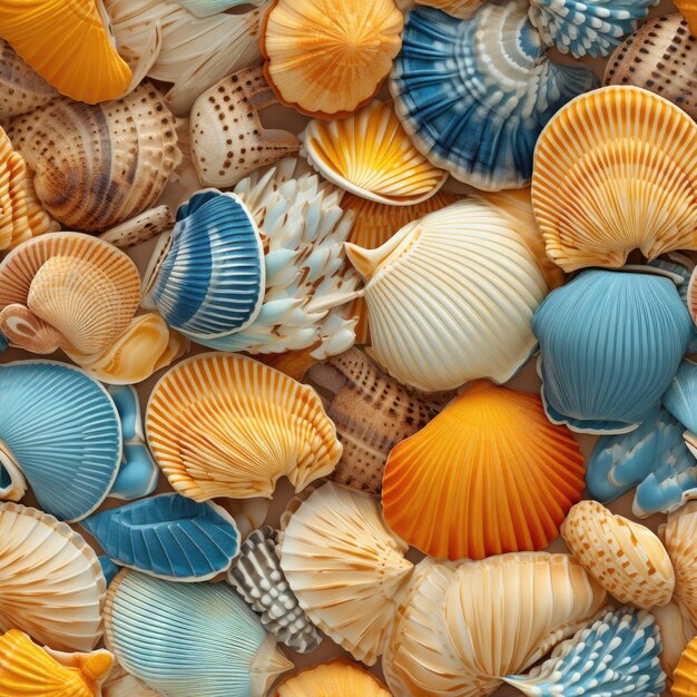 Photo seamless pattern of shells