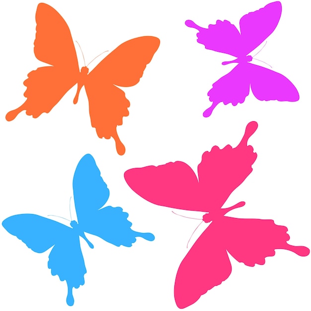 Seamless pattern of silhouettes of butterflies. Natural background of beautiful insects.