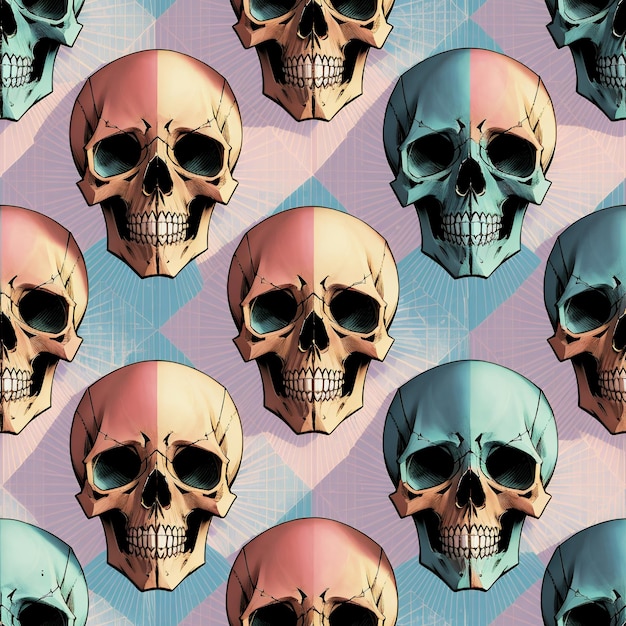 A seamless pattern of skulls