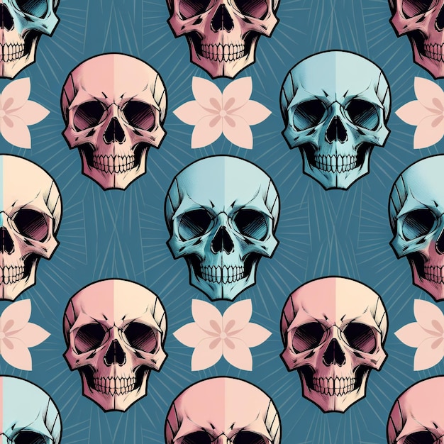 A seamless pattern of skulls