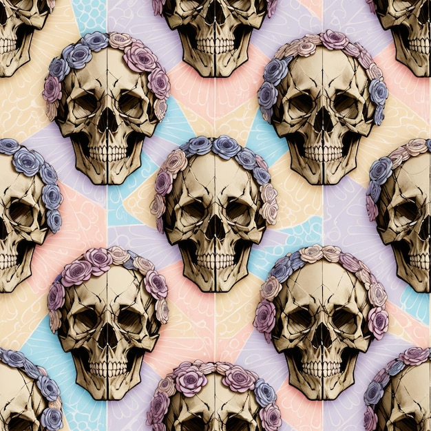 A seamless pattern of skulls