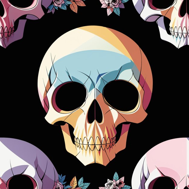 A seamless pattern of skulls