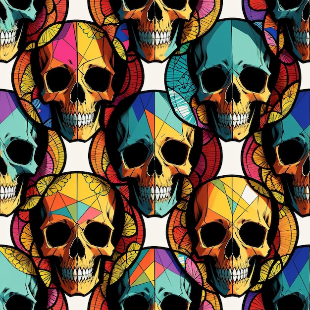 A seamless pattern of skulls