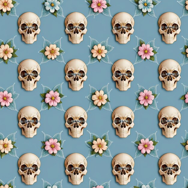 A seamless pattern of skulls