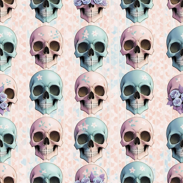 Photo a seamless pattern of skulls