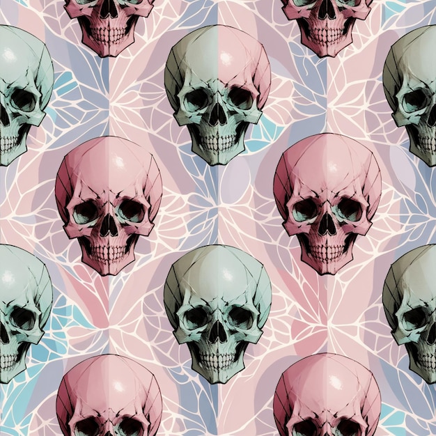 A seamless pattern of skulls