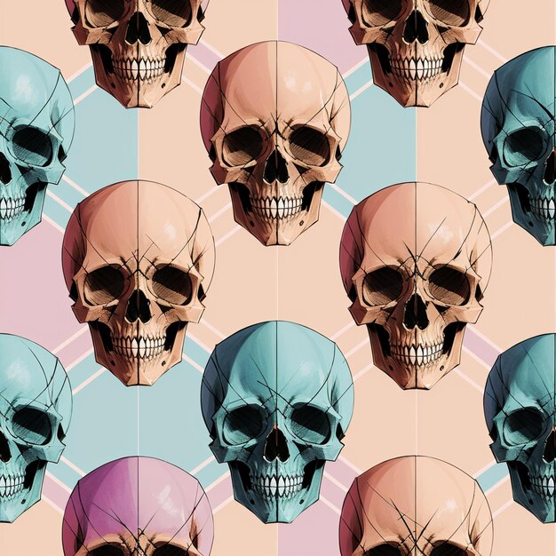 A seamless pattern of skulls