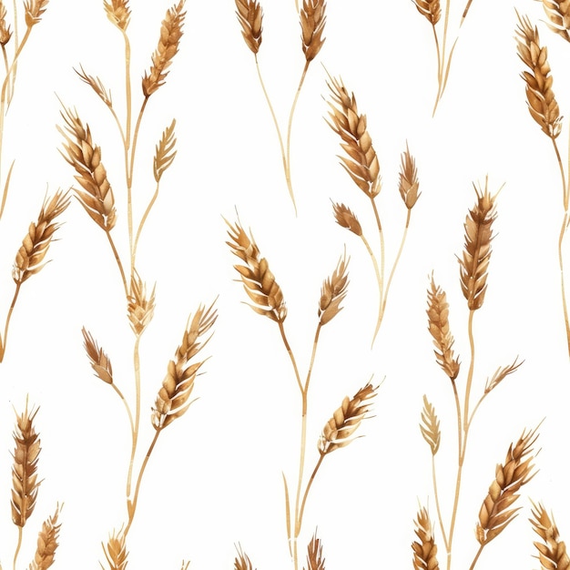 Seamless pattern spikelets against a white background