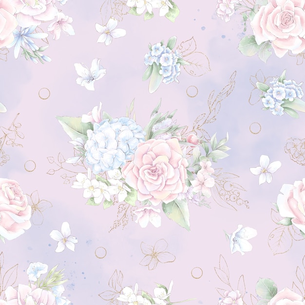 Seamless pattern. Spring delicate rose flowers. Digital printing.