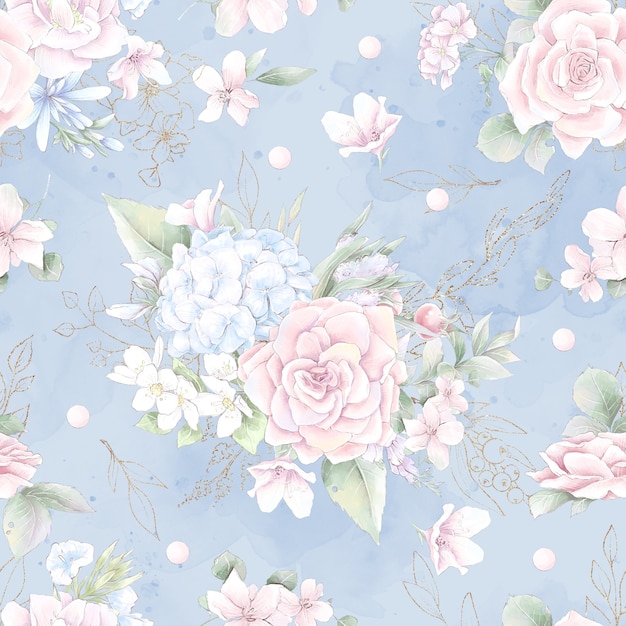 Seamless pattern. Spring delicate rose flowers. Digital printing.