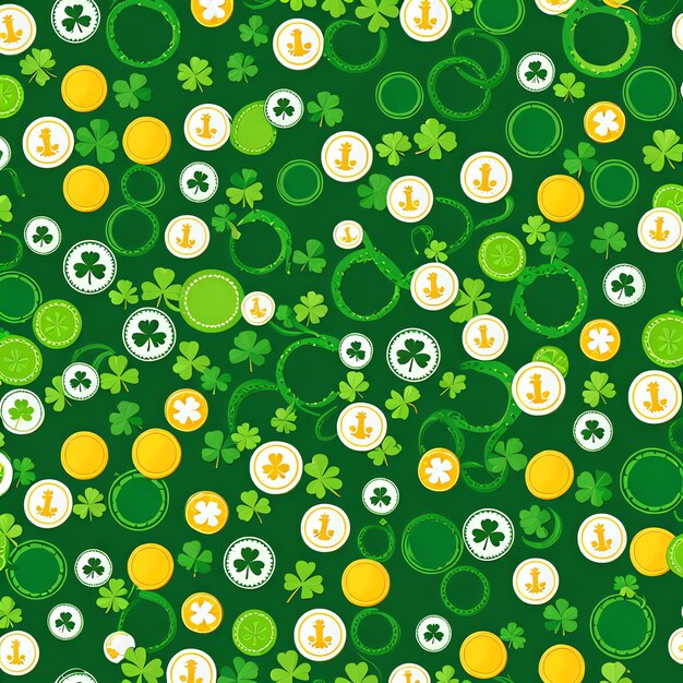 Photo seamless pattern st patrick day with hat coin and horseshoe