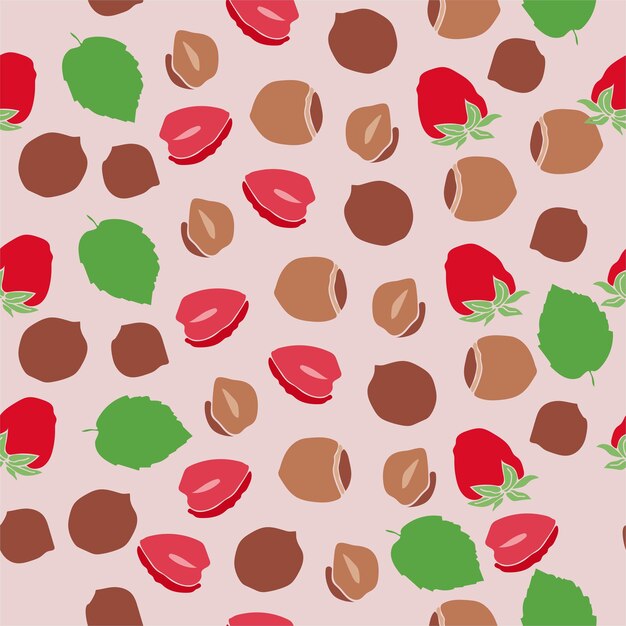 Photo seamless pattern strawberry nuts