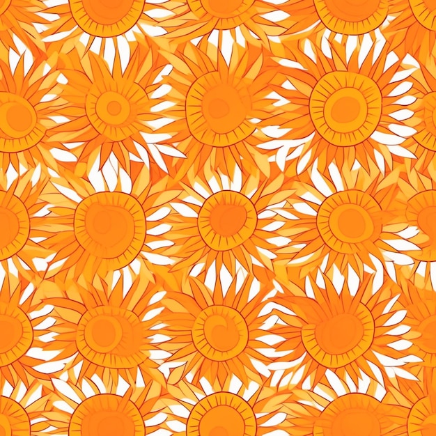 A seamless pattern of sunflowers with yellow and orange colors.