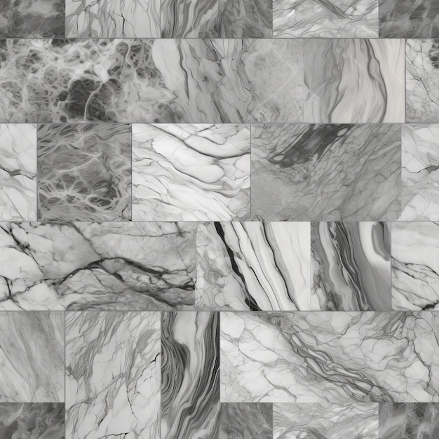 Seamless pattern texture of gray marble tiles AI Generation