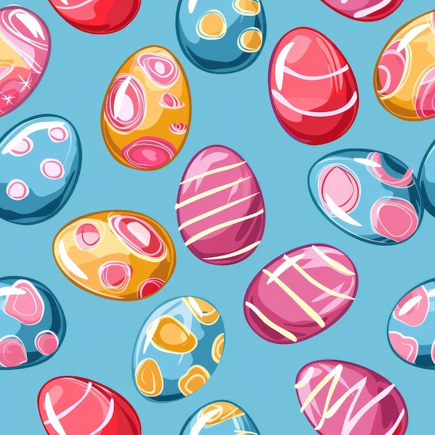 Seamless pattern texture with colourful Easter eggs