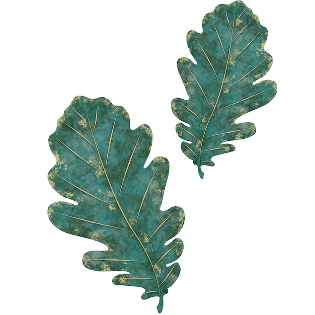 seamless pattern textured green oak leaves painted in watercolor paint texture retro