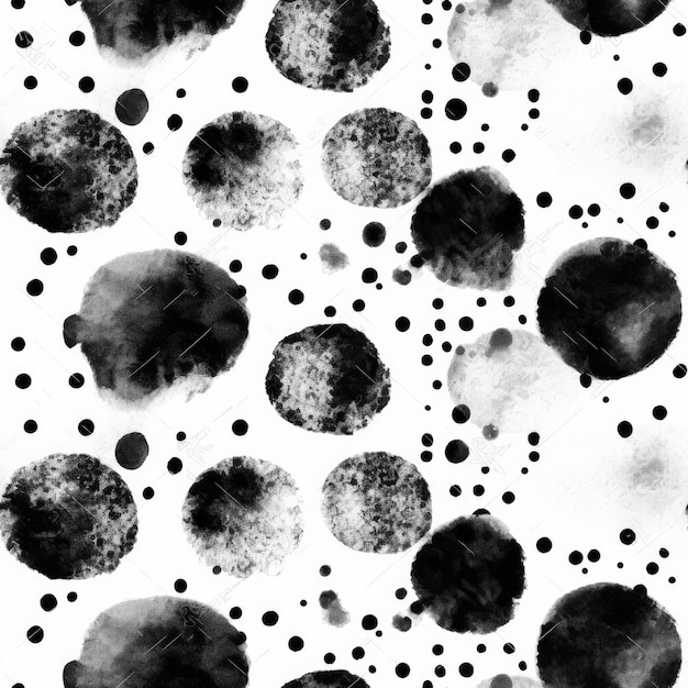 Photo seamless pattern in textured style of black ink dots