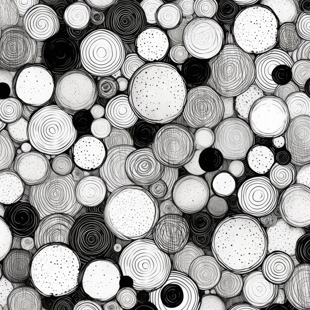 Photo seamless pattern in textured style of black ink dots