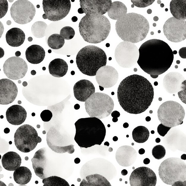 Photo seamless pattern in textured style of black ink dots