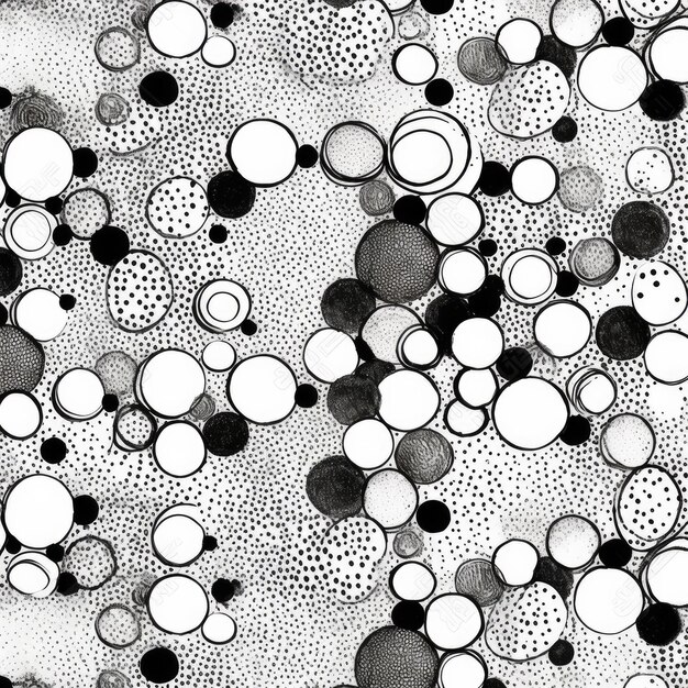 Photo seamless pattern in textured style of black ink dots