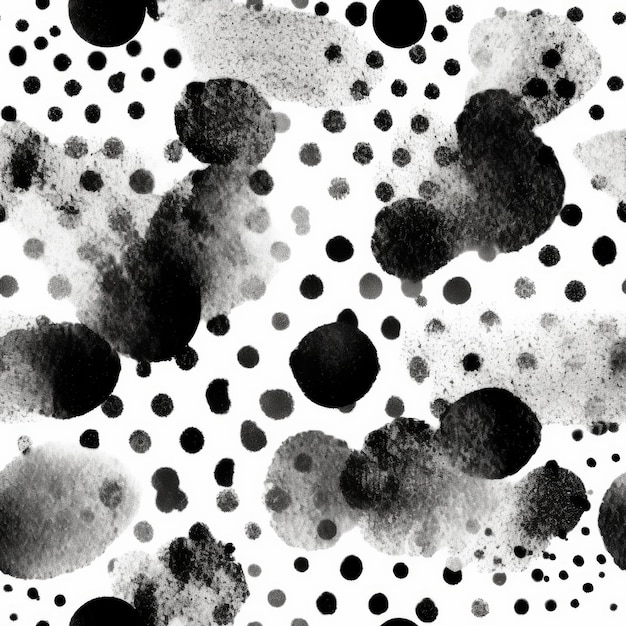 Photo seamless pattern in textured style of black ink dots