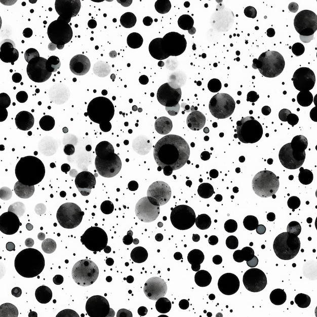 Photo seamless pattern in textured style of black ink dots