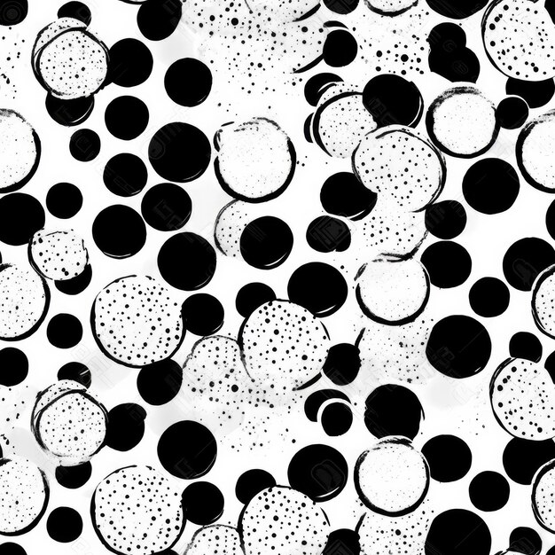 Photo seamless pattern in textured style of black ink dots