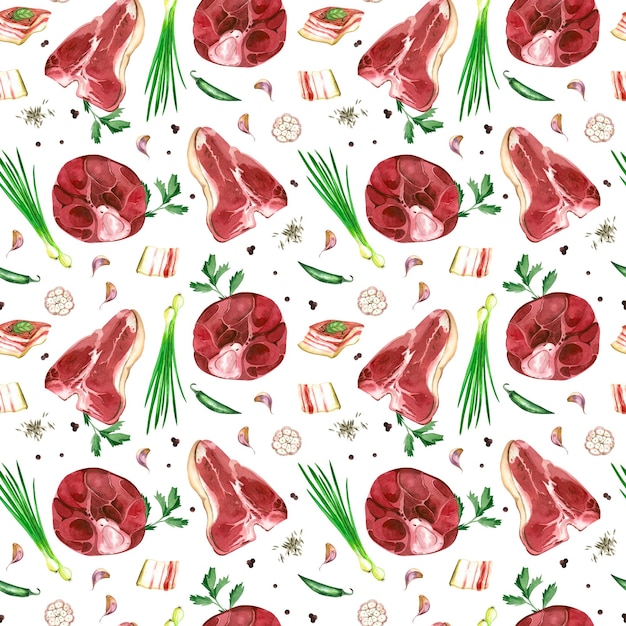 Premium Photo  Seamless pattern on the theme of cooking meat