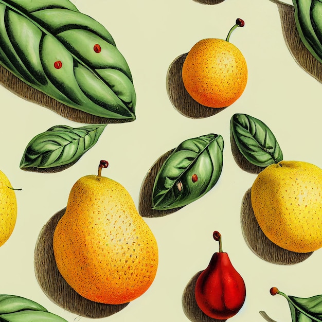 Photo seamless pattern of tropical fruits. fruit seamless pattern packaging, wrapping paper, background