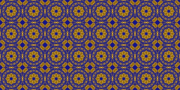 Photo seamless pattern ukrainian pattern blue yellow