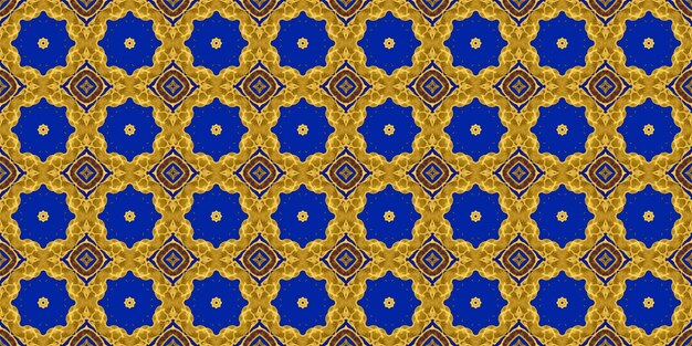Seamless pattern Ukrainian pattern Blue yellow