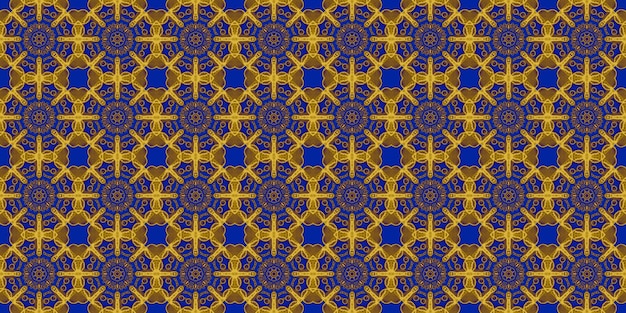 Seamless pattern Ukrainian pattern Blue yellow