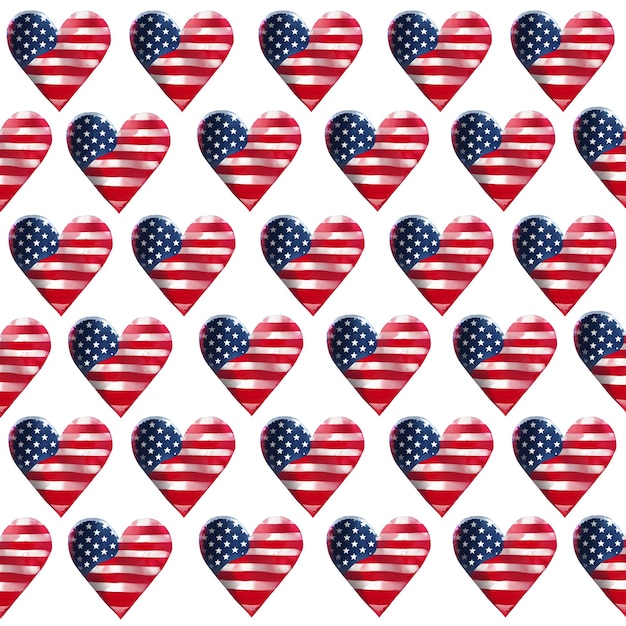 Photo seamless pattern usa flag heart generative ai