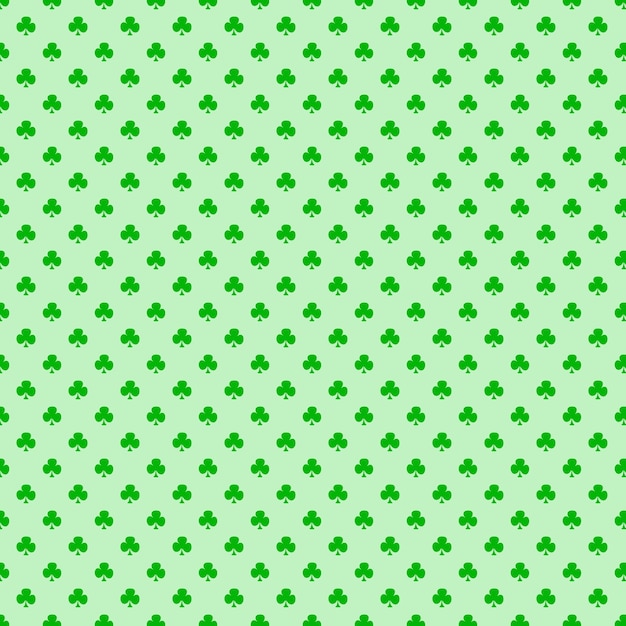 Seamless Pattern of Vibrant Green Irish Shamrock or Three leaf Clovers on Pastel Green Background