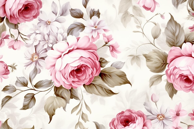 Seamless pattern vintage floral wallpaper